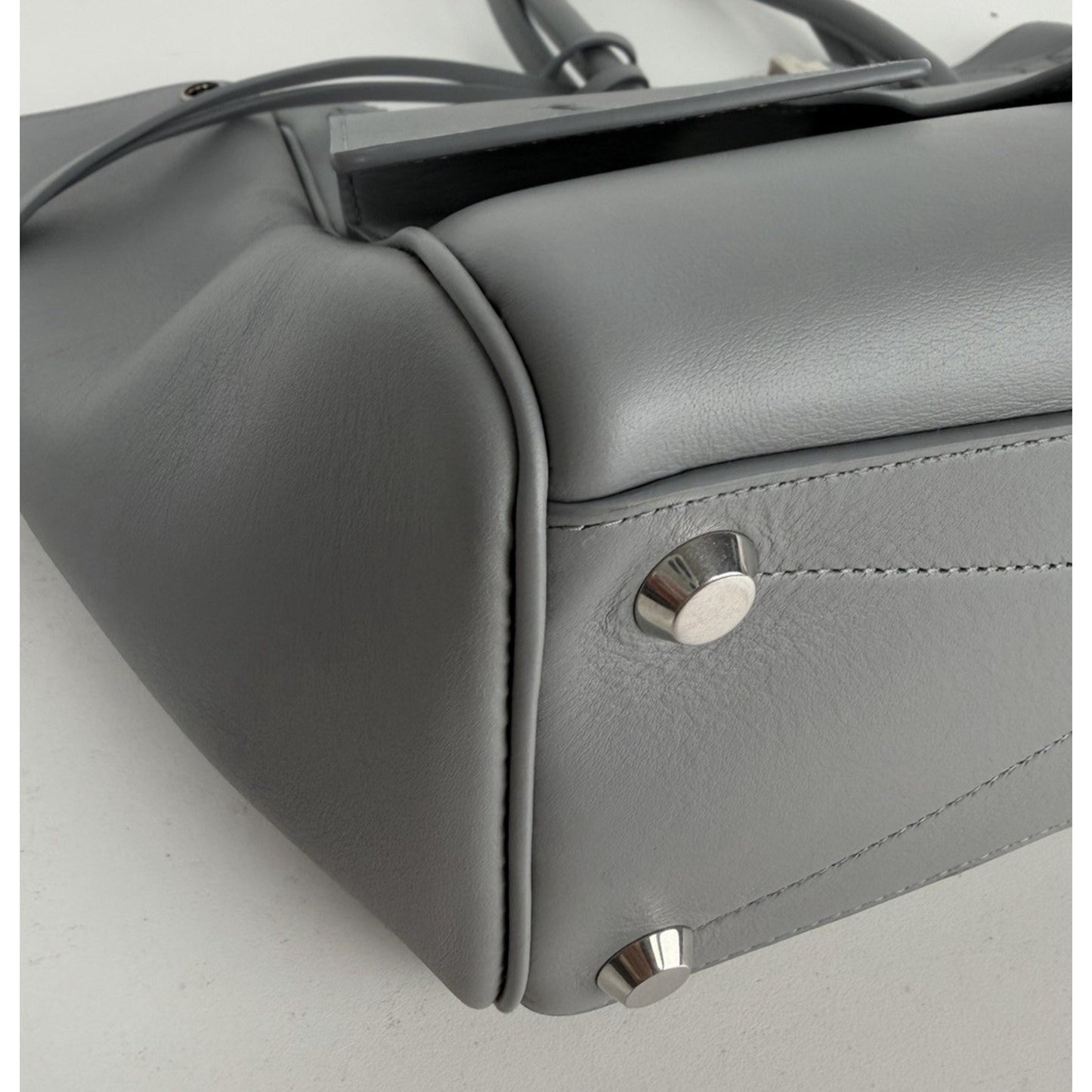 Balenciaga Smooth Calfskin Small Bel Air Carry All Bag in Cloud Grey Leather E7