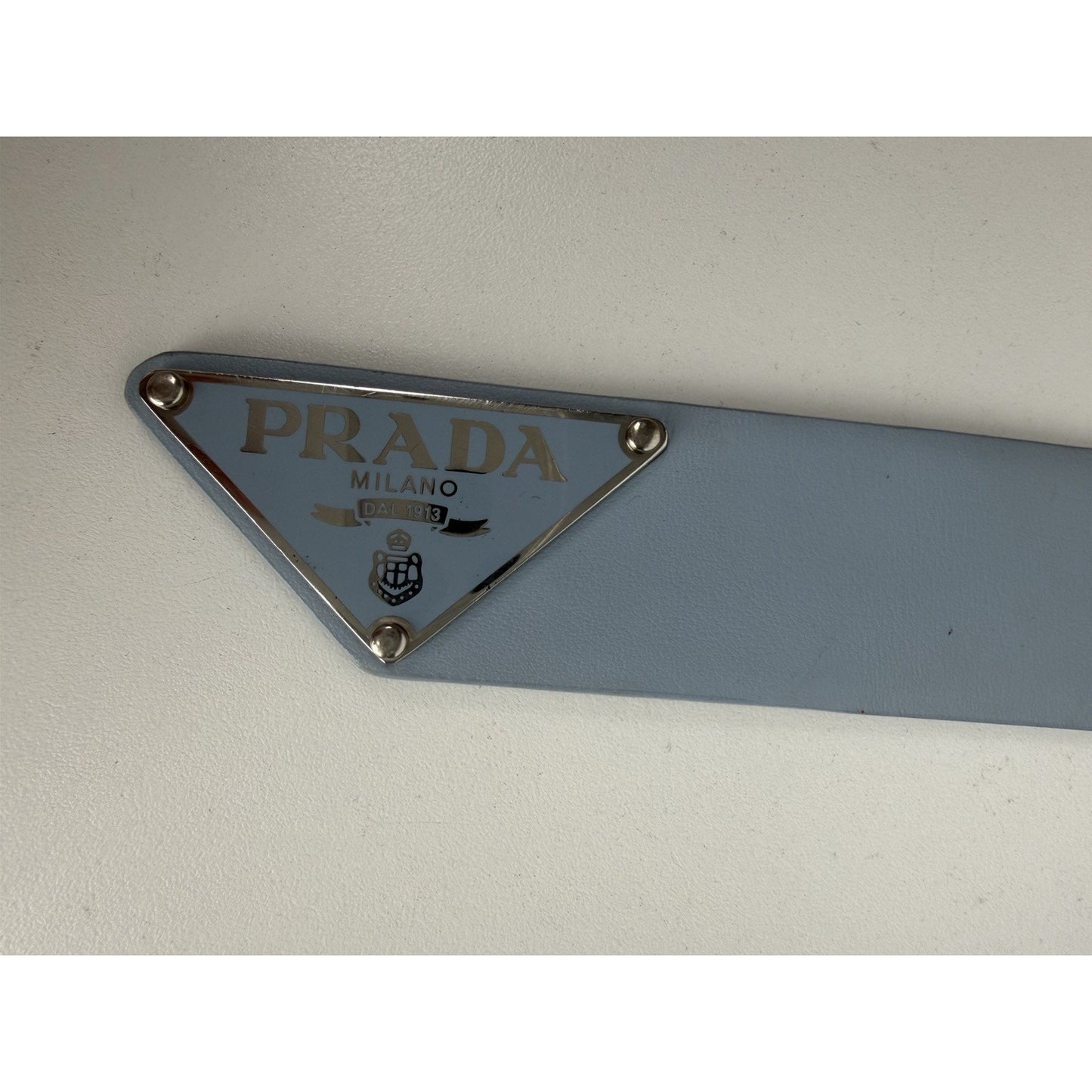 Prada Shoulder Bag Triangle Logo in Light Blue Saffiano Leather S05