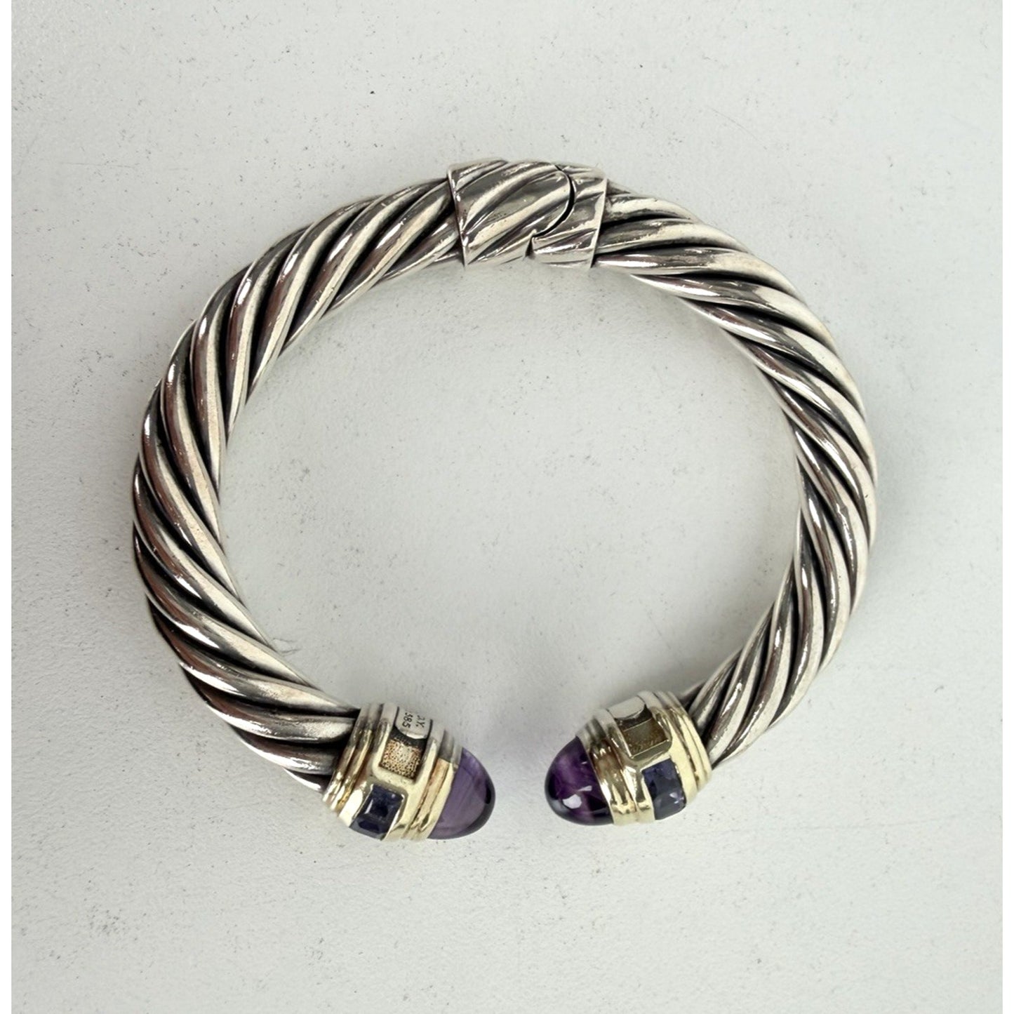 David Yurman Amethyst Cable Classic Bracelet 10mm in Sterling Silver & 14K Gold