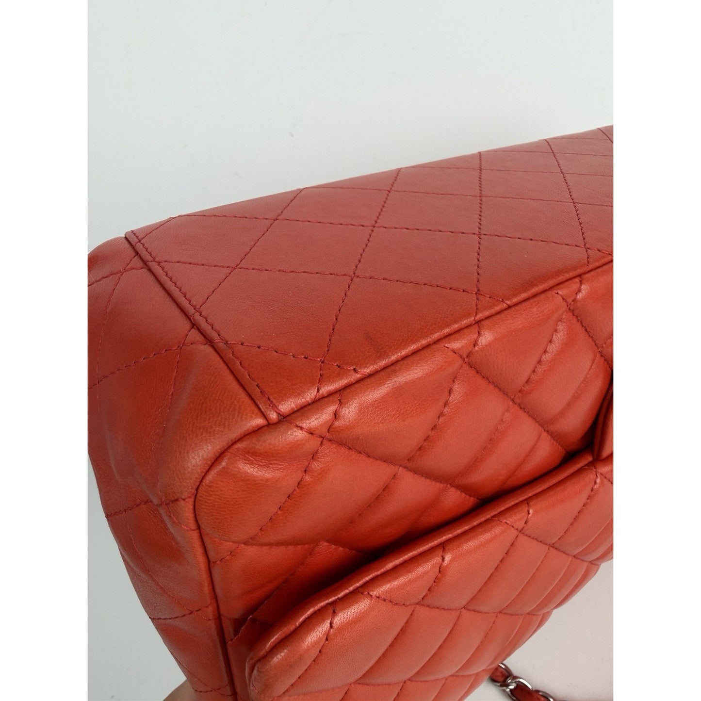 Chanel Classic Double Flap Maxi Bag in Orange Red Quilted Leather 2011 C8
