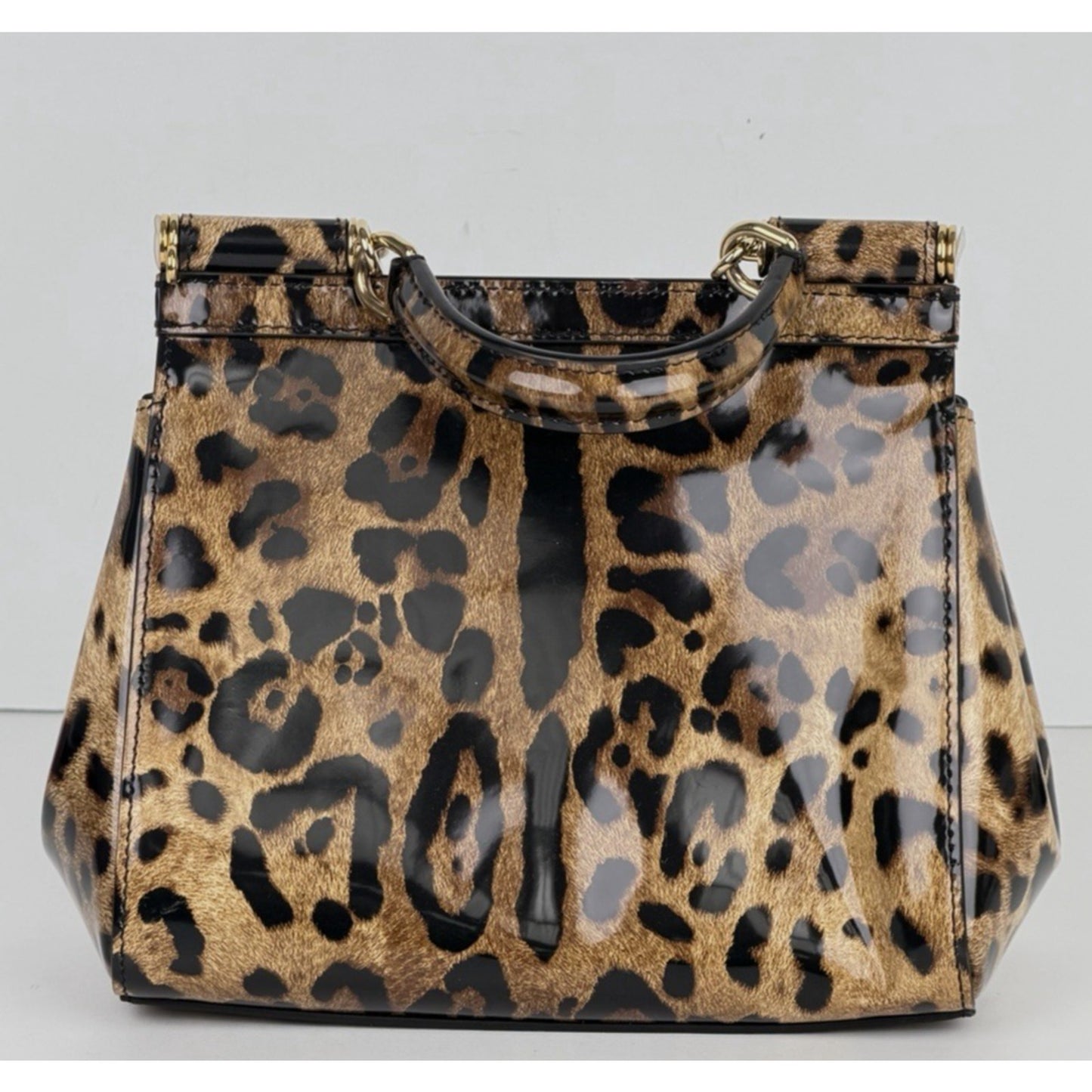 Dolce & Gabbana Medium Sicily Bag in Leopard Print Polished Calfskin Leather B3