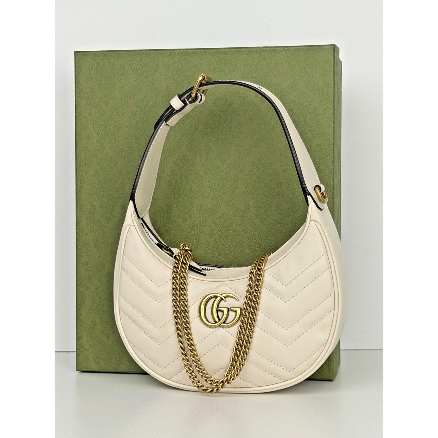 Gucci GG Marmont Small Leather Shoulder Bag White
