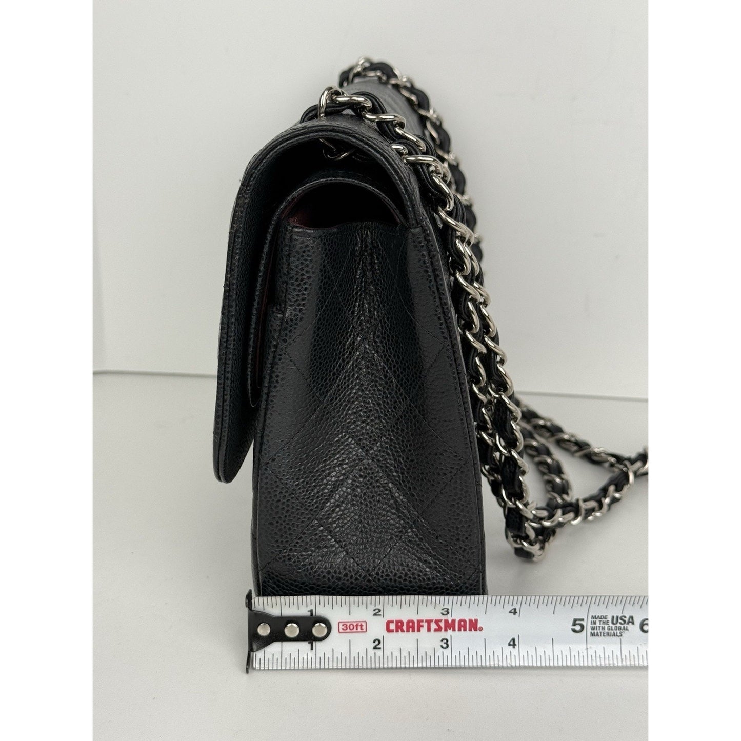 Chanel Classic Caviar Jumbo Double Flap Bag Black with Silver Hardware B-2