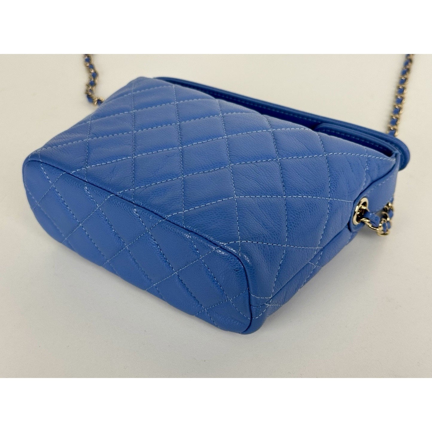 Chanel 25C Quilted Hobo Clutch with Chain Blue Caviar Leather C-8