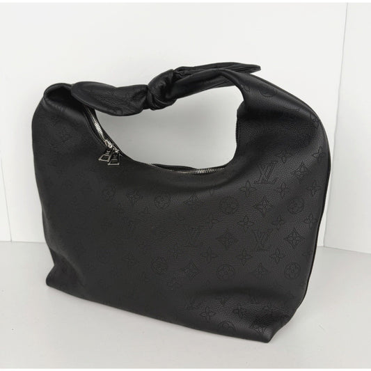 Louis Vuitton Why Knot Handbag MM in Black LV Monogram Mahina Leather NFC B-2