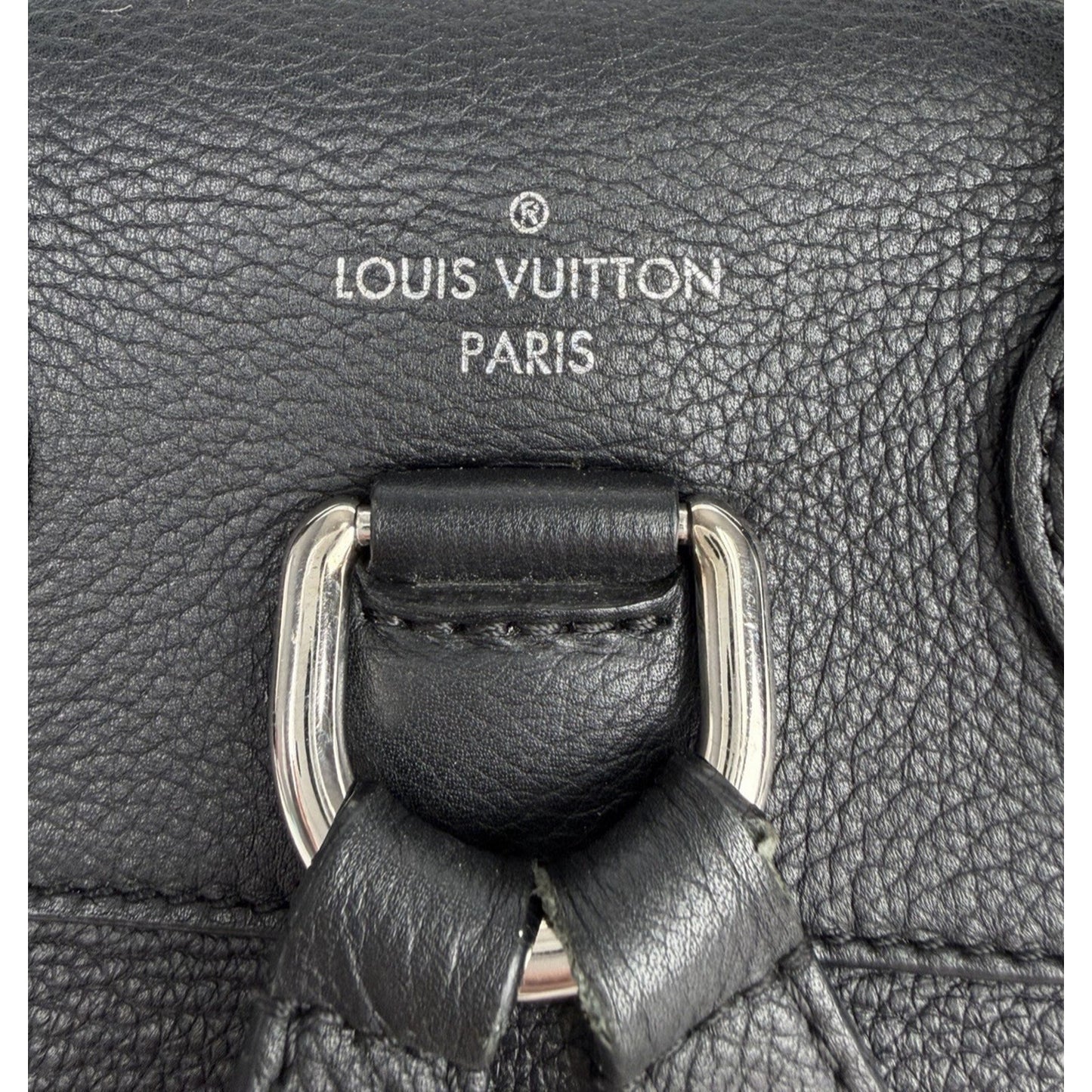 Louis Vuitton Lockme Backpack Black Grained Calfskin Leather Silver-Tone Lock S