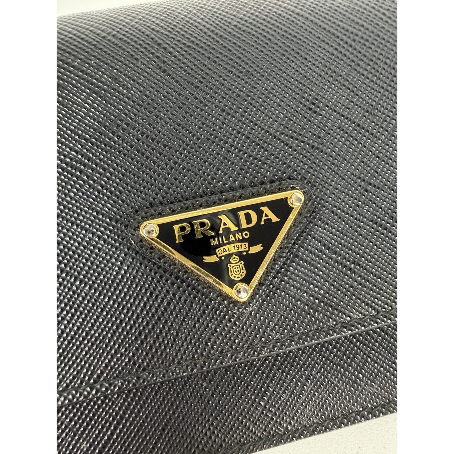 Prada Mini Signature Logo Crossbody Bag in Black Saffiano Leather S10