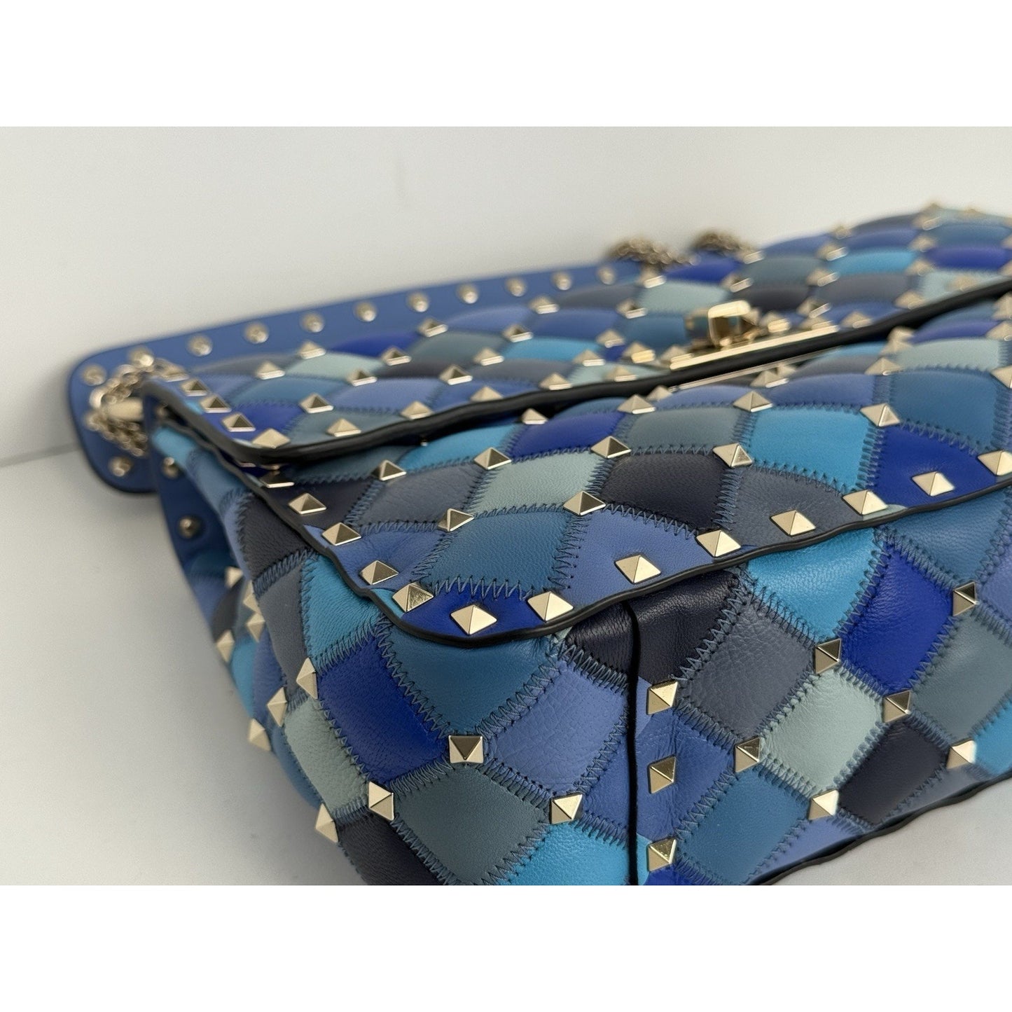 Valentino Garavani Lambskin Patchwork Medium Rockstud Spike Shoulder Bag Angel