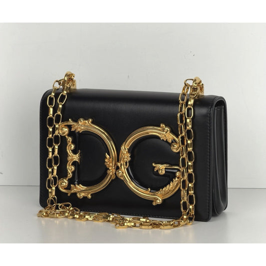 Dolce & Gabbana DG Girls Shoulder Bag Small in Black Leather for Women S15
