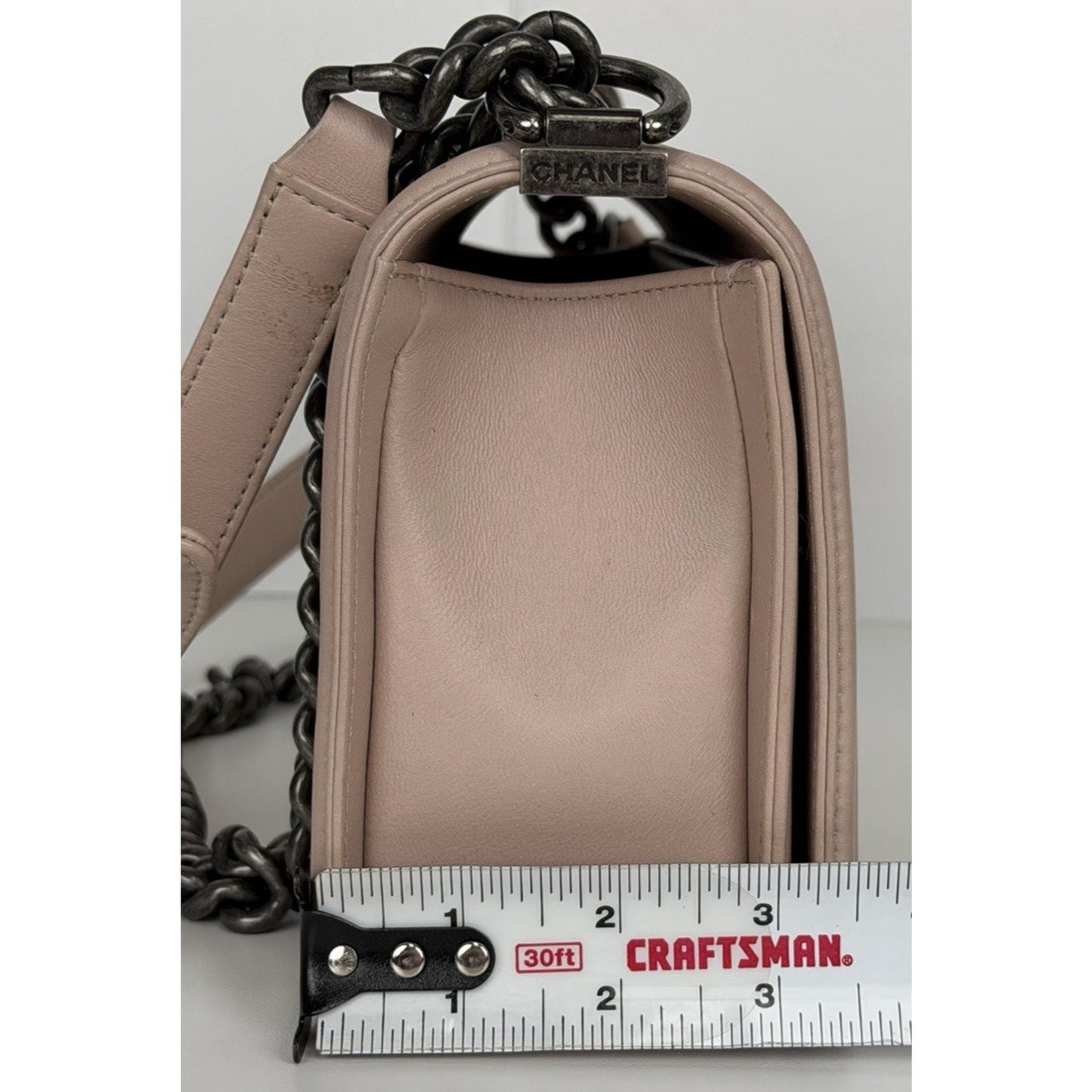 Chanel Medium Quilted Leather Boy Bag in Light Pink F1