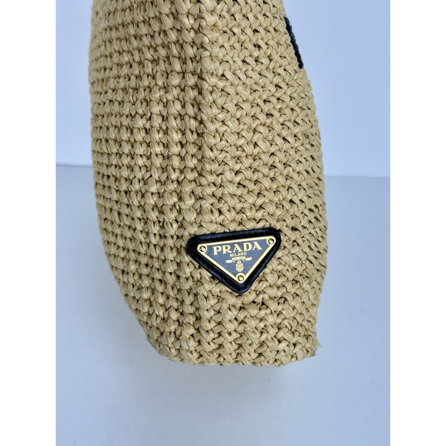 Prada Raffia Tote Bag Beige with Embroidered Logo B-2