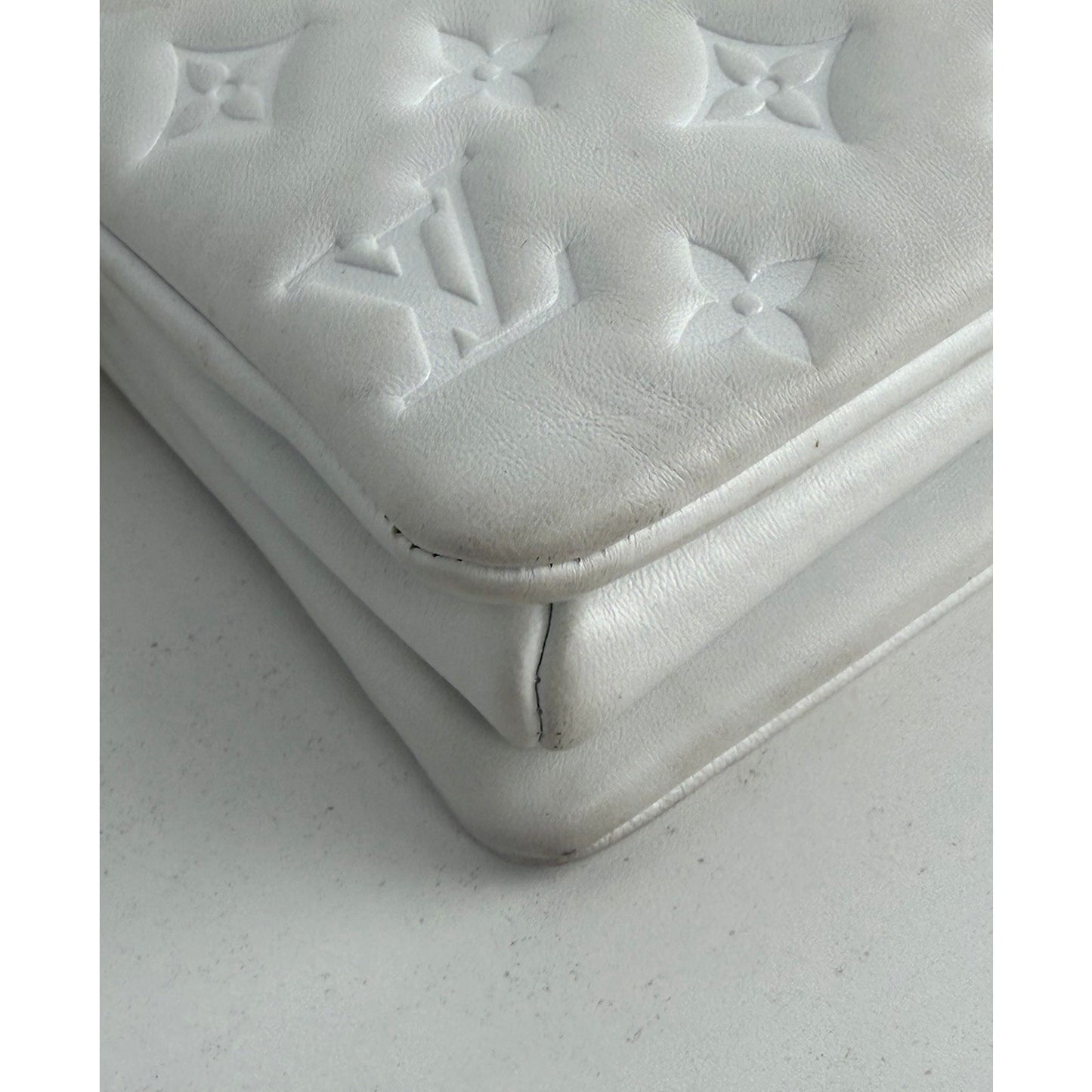 Louis Vuitton Coussin BB Shoulder Bag in White Embossed LV Monogram NFC E-1