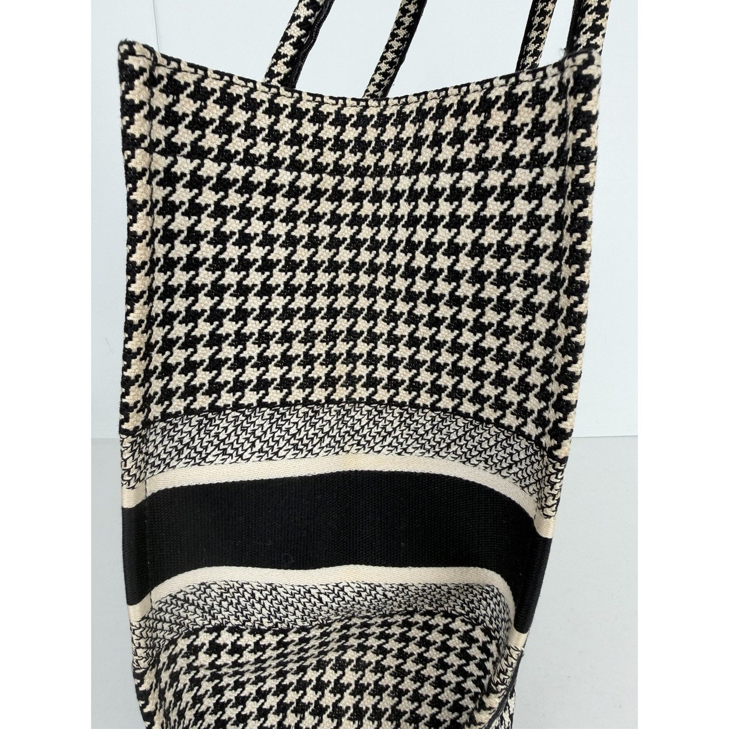 Christian Dior Book Tote Bag Large in Black & White Jacquard Canvas 2019 C-6