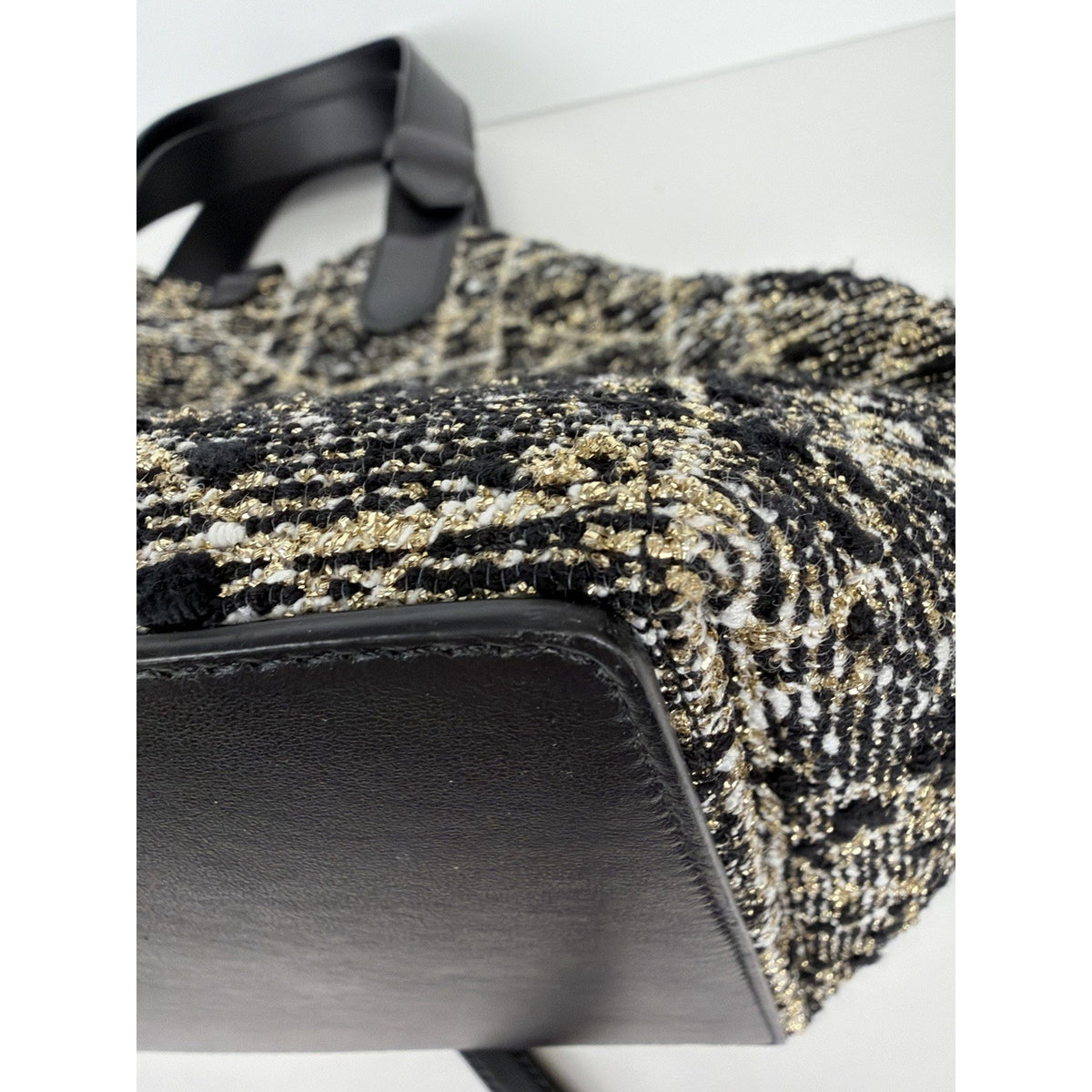 Dior Toujours Top Handle Bag Medium in Black White & Gold Cannage Tweed 2024 F-3
