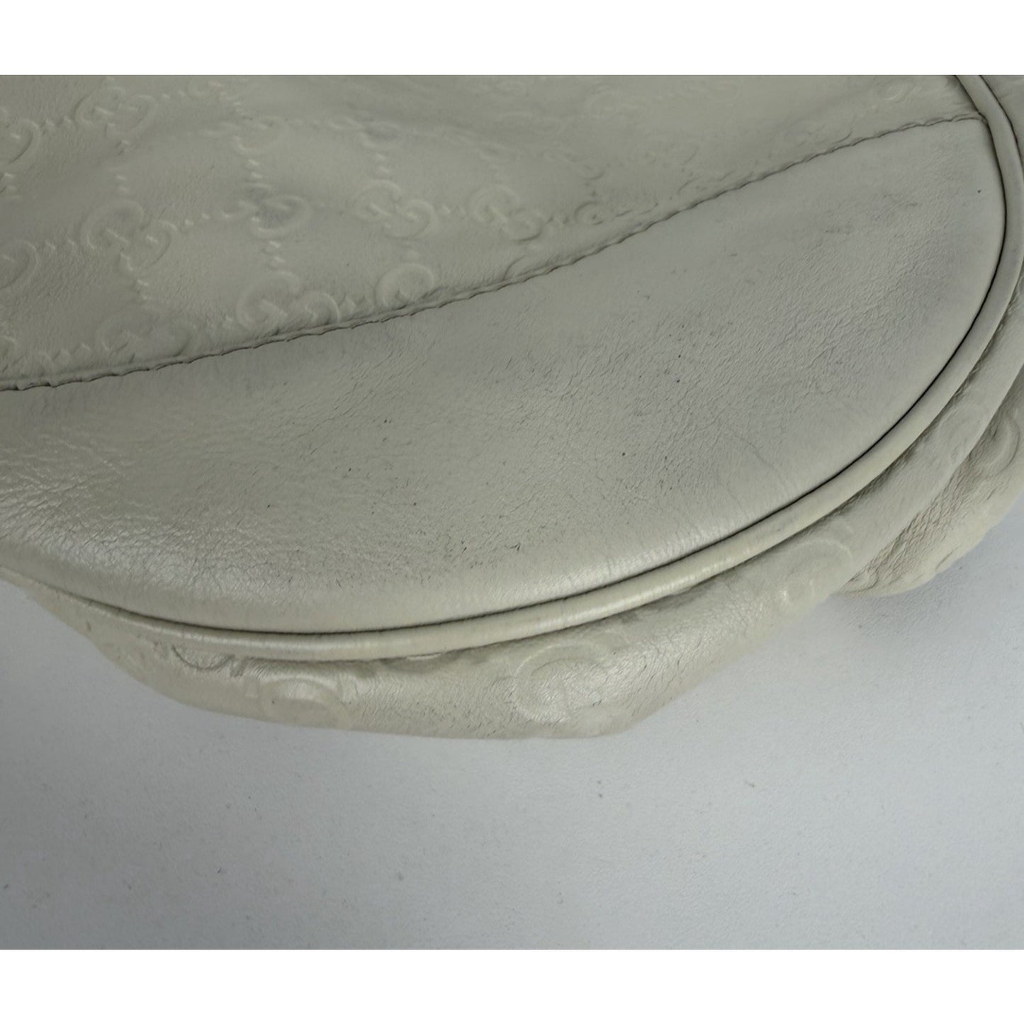 Gucci Guccissima Charlotte Large Tote Bag White Genuine Leather S
