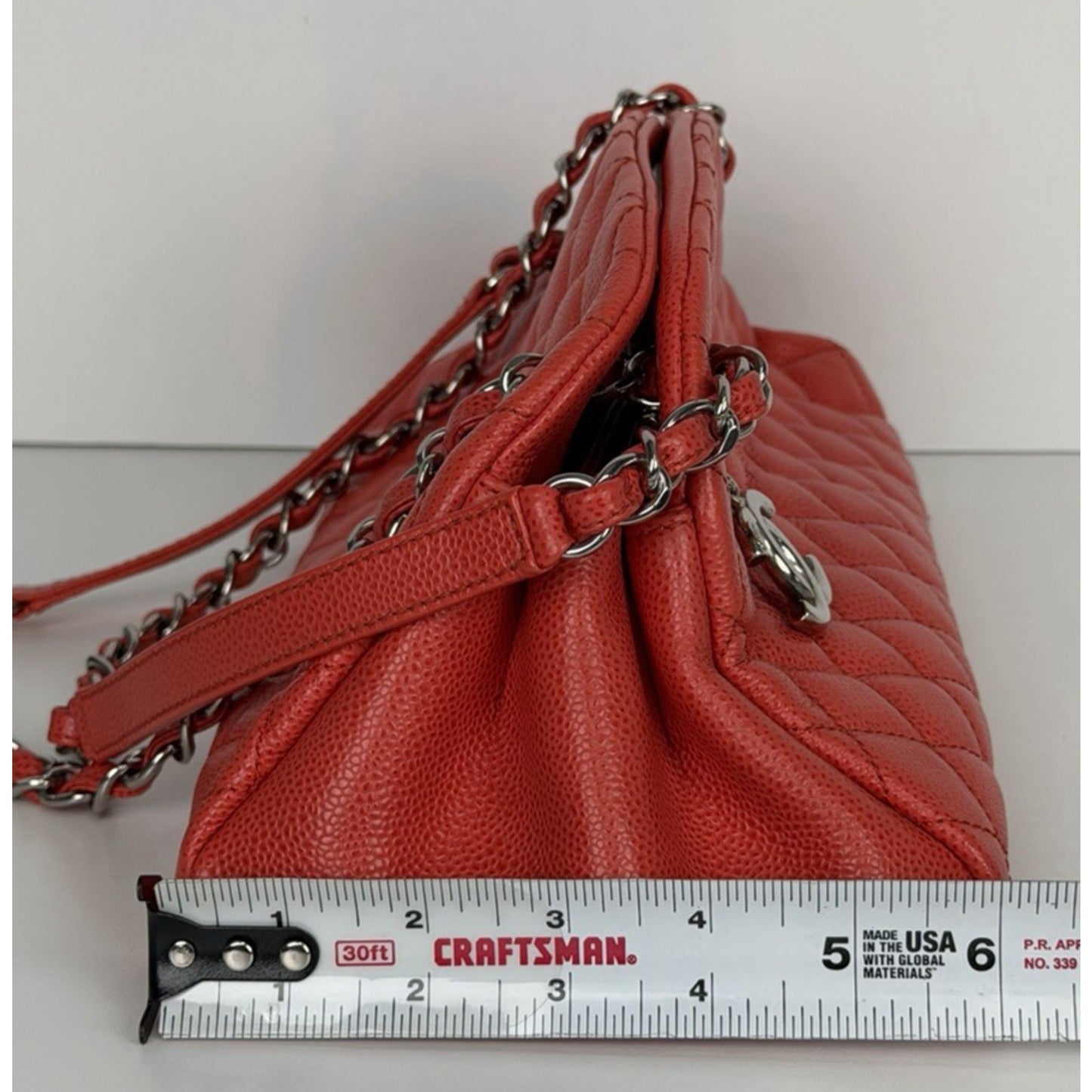 Chanel Medium Just Mademoiselle Bowling Bag in Red Caviar Leather F1
