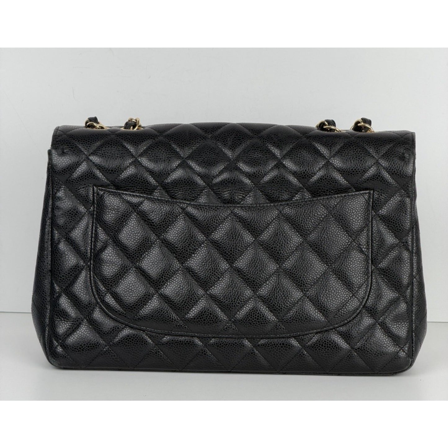 Chanel Jumbo Classic Double Flap Bag Black Quilted Caviar Leather 2008-2009 D3