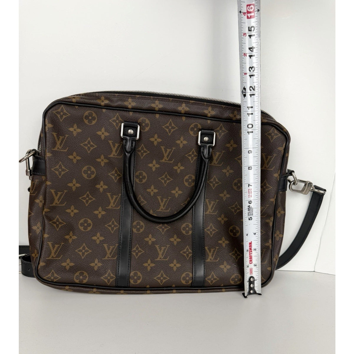 Louis Vuitton Porte-Documents Voyage Briefcase Bag PM in Brown Canvas 2017 S-19