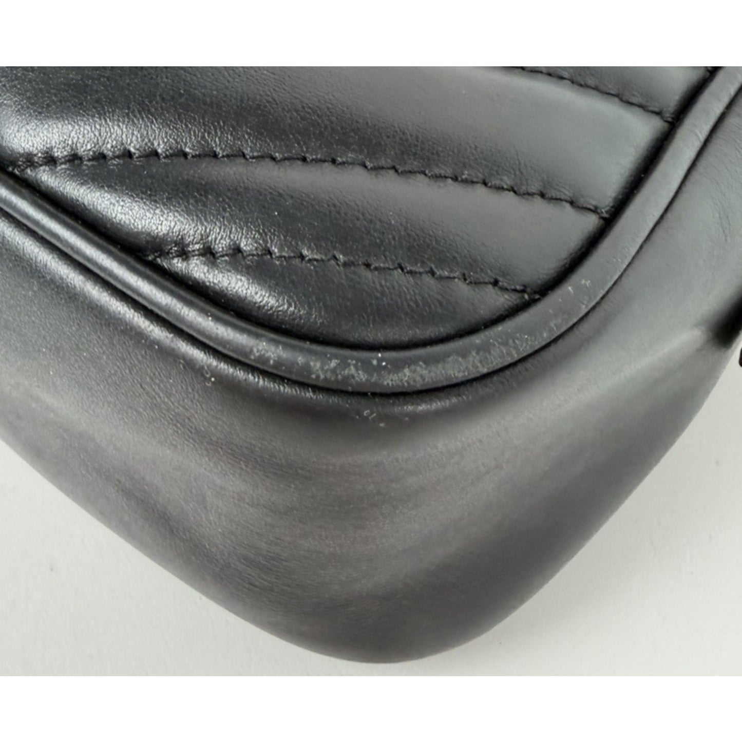 Gucci GG Marmont Small Camera Bag in Black Matelasse Chevron Leather S-07