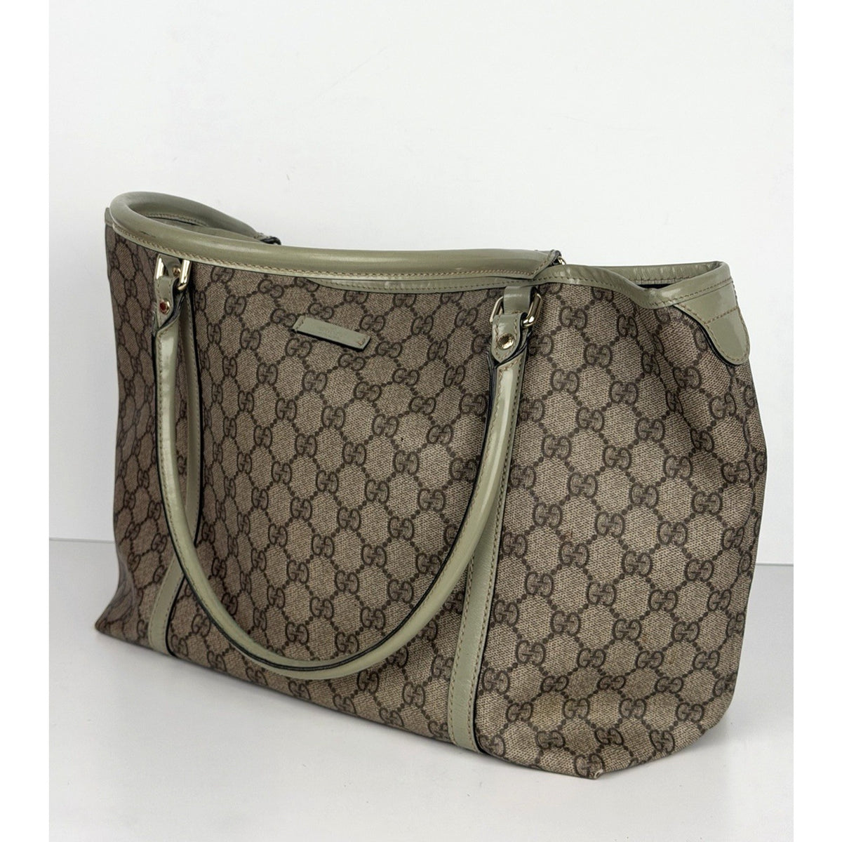 Gucci Joy Tote Shoulder Bag Medium in Brown GG Supreme Monogram Coated Canvas S
