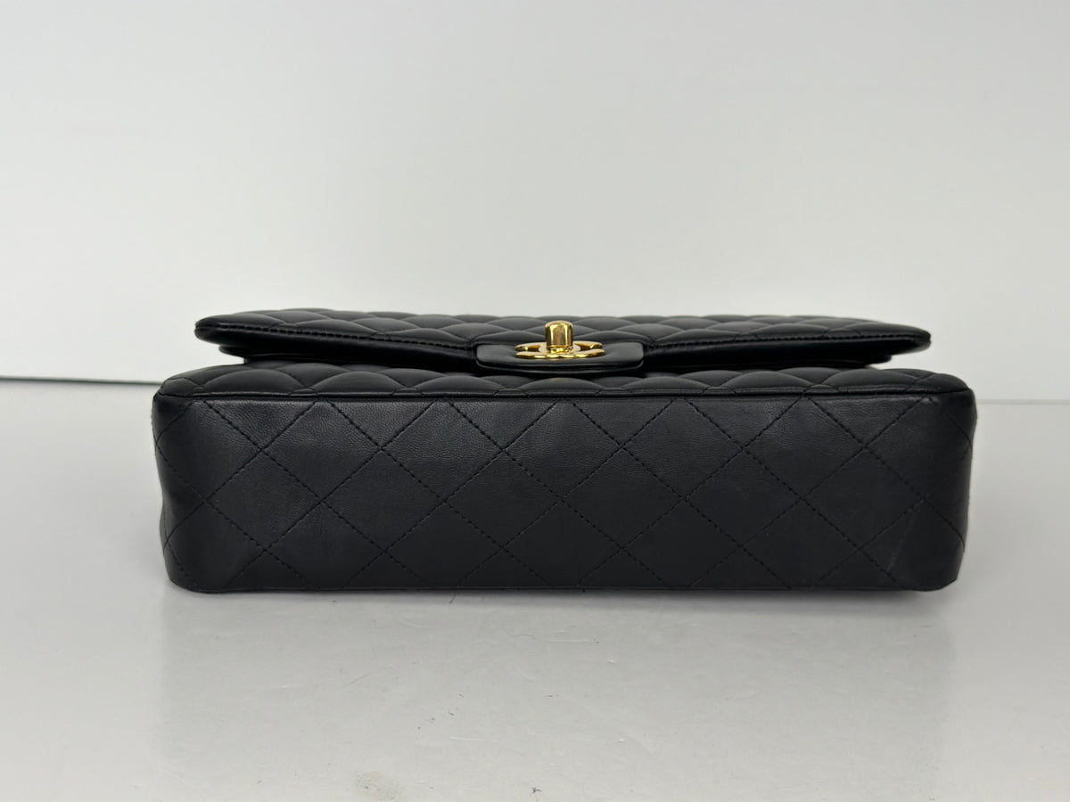 Chanel Classic Medium Double Flap Bag in Black Lambskin Gold Hardware 2019 YD2