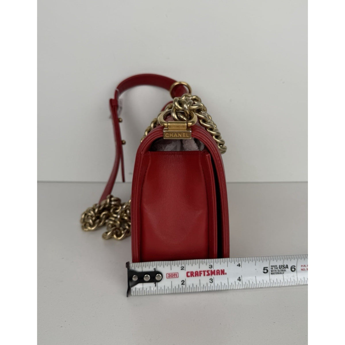 Chanel Boy Bag Medium in Red Lambskin Leather Gold Hardware 2015-2016 YE-8