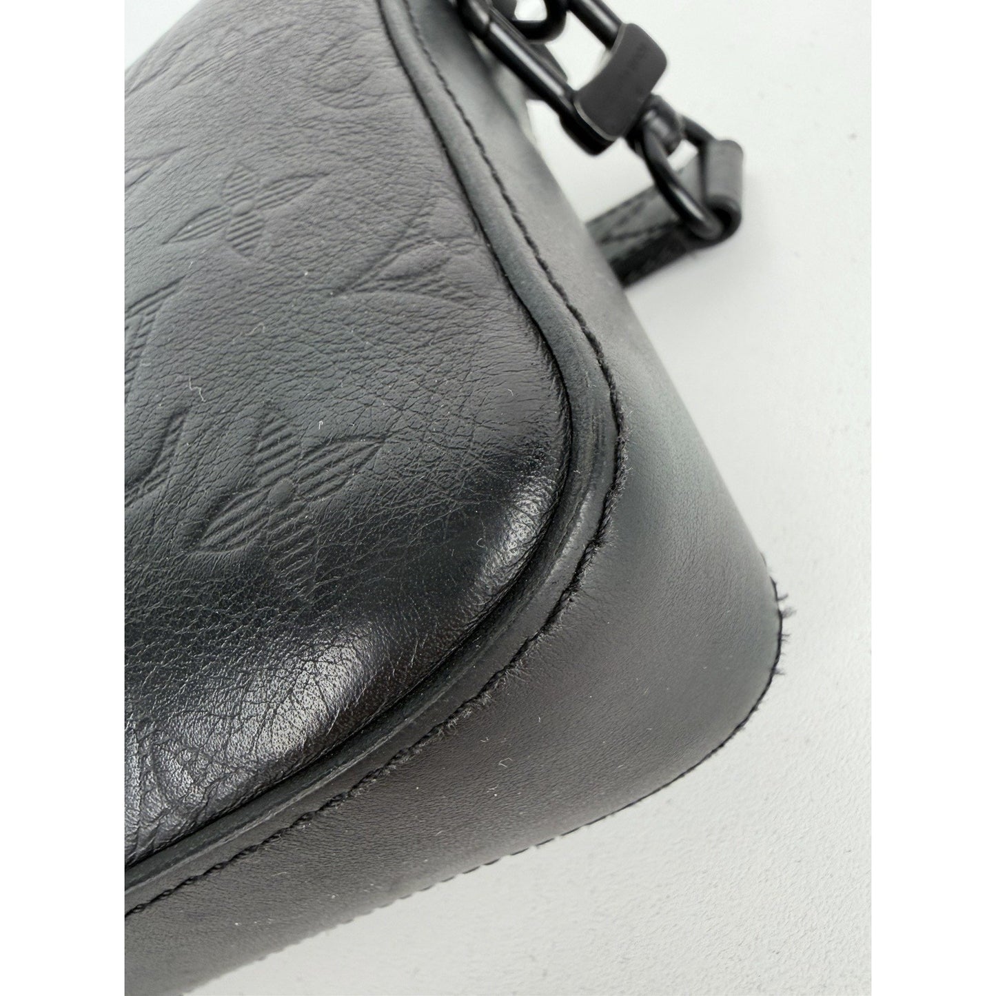 Louis Vuitton Shadow Duo Messenger Bag Black Embossed Monogram Leather NFC S-09