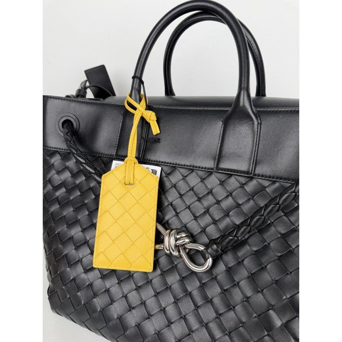 Bottega Veneta Andiamo Voyager Bag Unisex in Black Intrecciato Leather NFC C-3