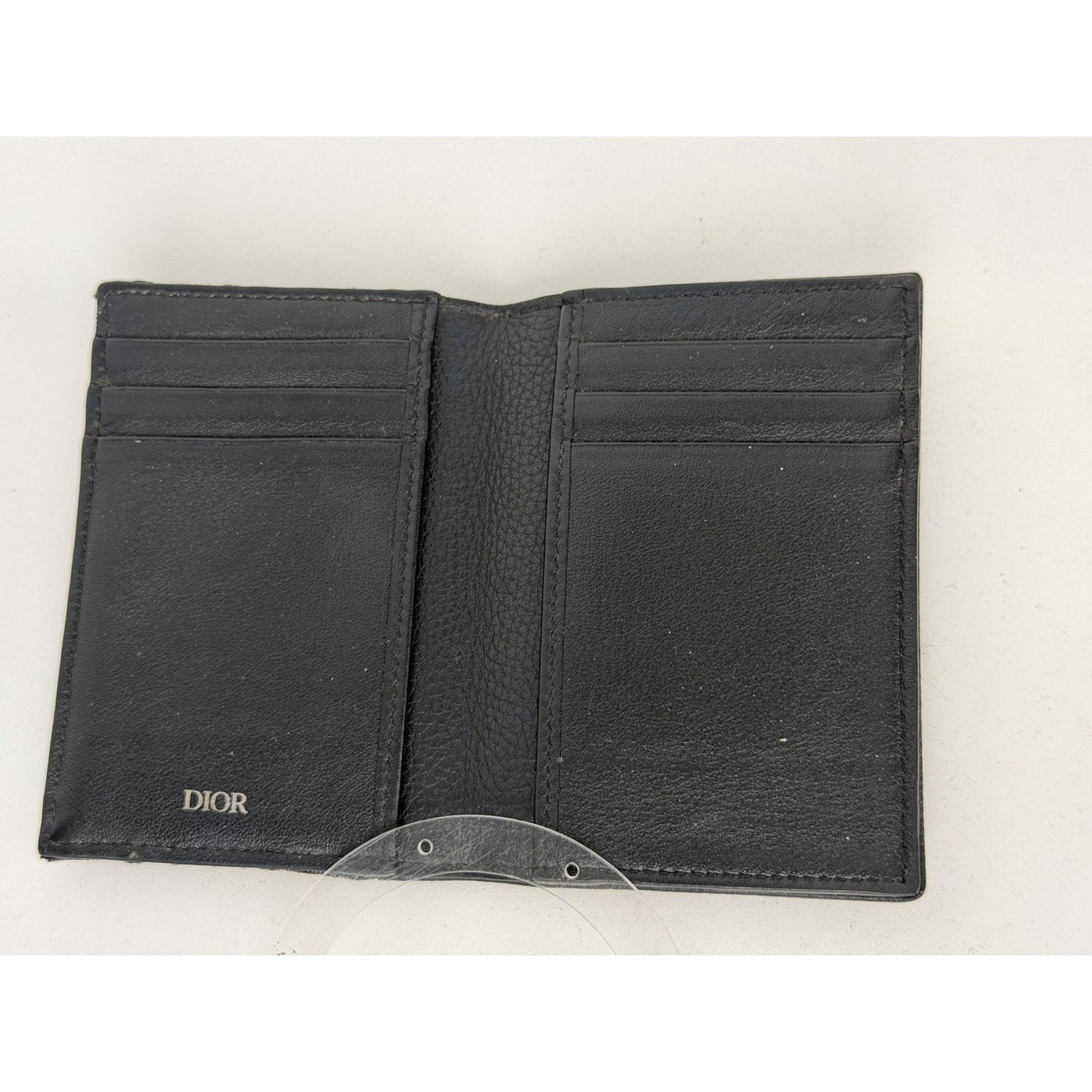 Dior Saddle Vertical Bifold Card Holder in Black Grained Leather 2023