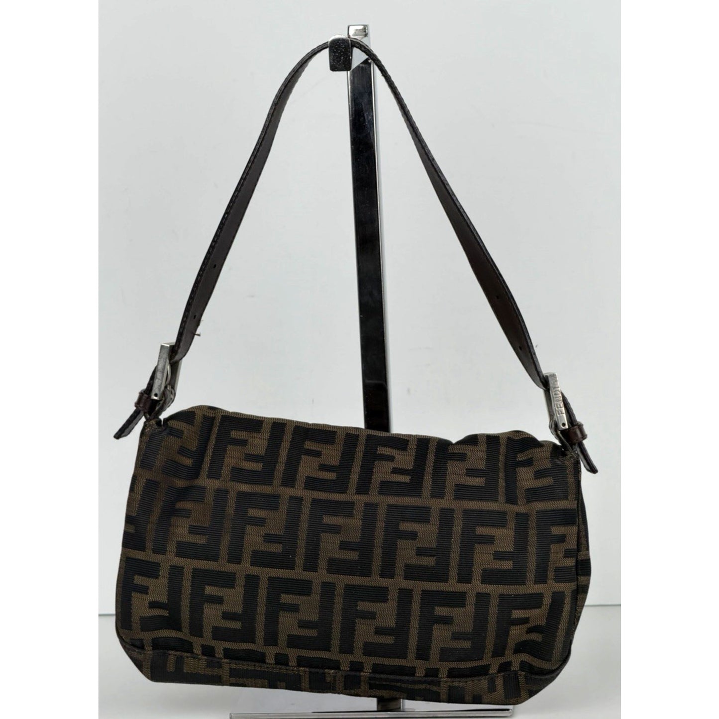Fendi Zucca Mini Mamma Baguette Shoulder Bag in Brown FF Logo Canvas S