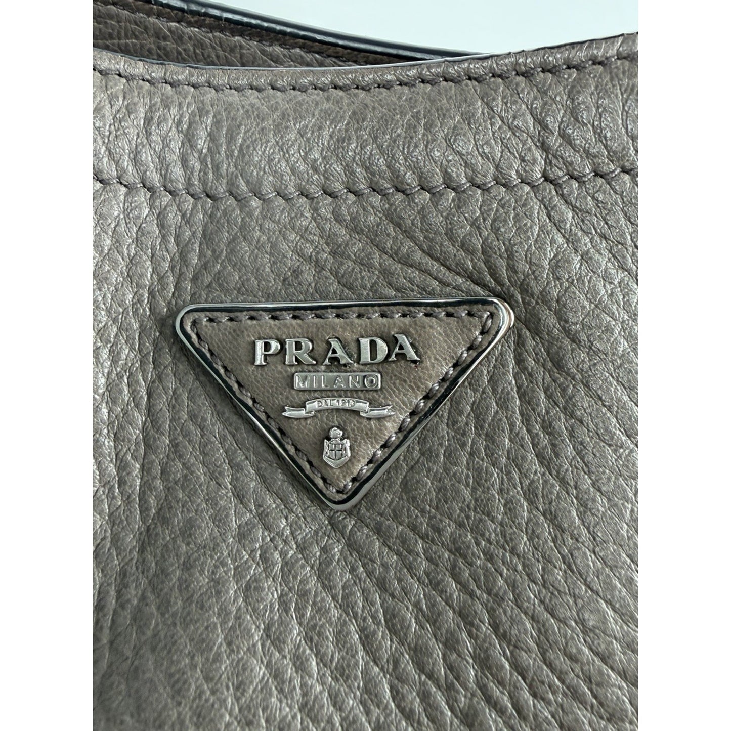 Prada Sacca 2 Manici Tote Bag in Gray Vitello Daino Leather S