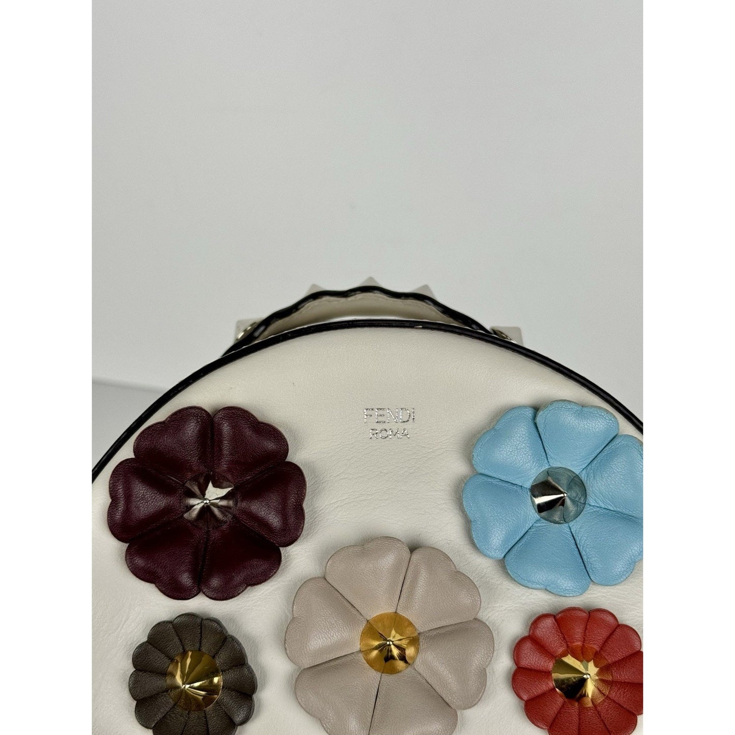 Fendi Flowerland Mini Backpack White Multicolor Leather C-6