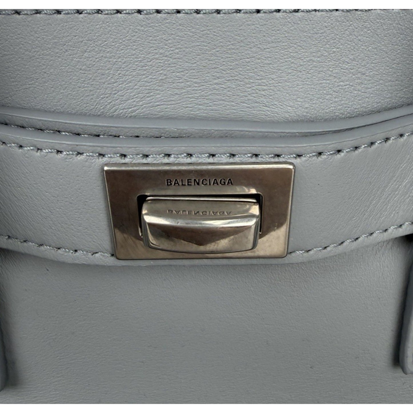 Balenciaga Smooth Calfskin Small Bel Air Carry All Bag in Cloud Grey Leather E7