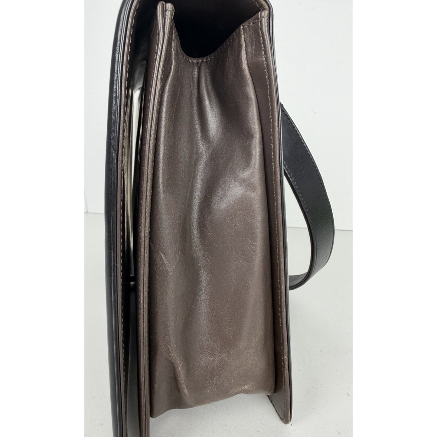 Chanel Boy Flap Bag Glazed Calfskin Large in Brown and Black 2011 B1