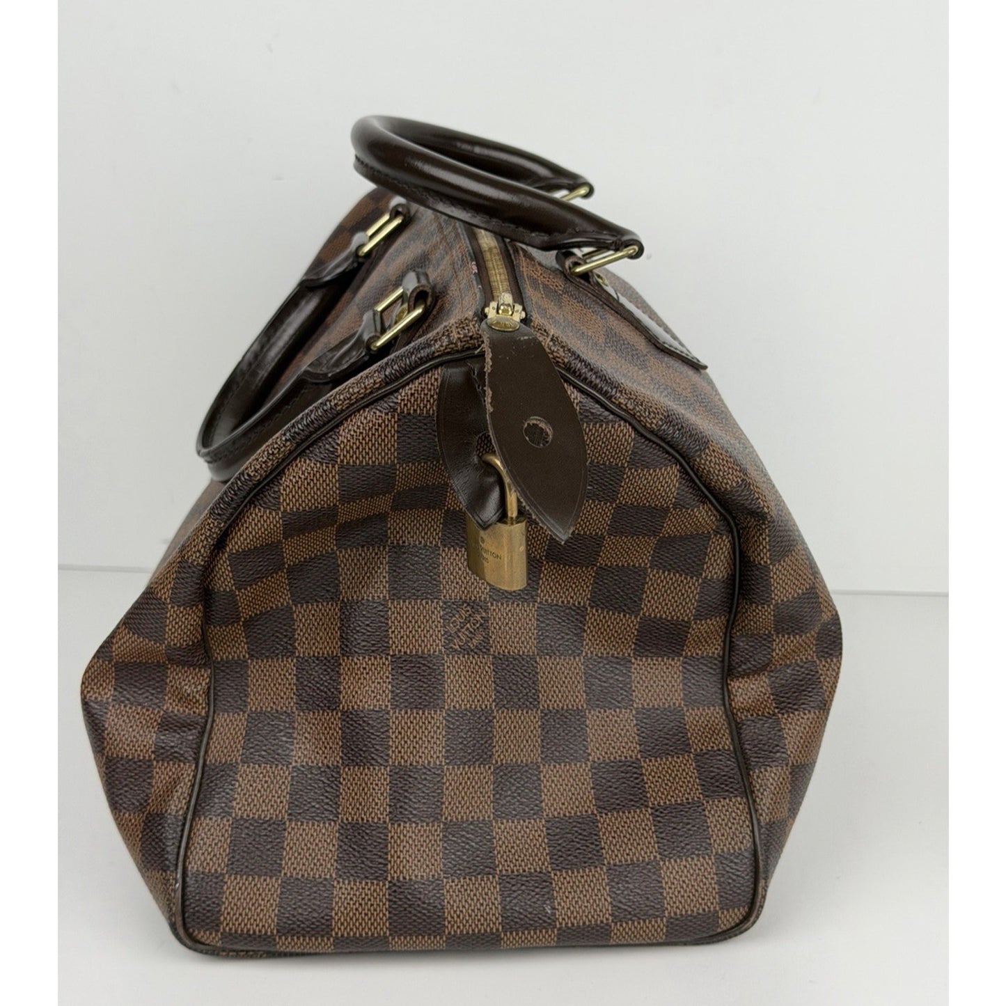 Louis Vuitton Speedy Shoulder Bag 30 Damier Ebene Canvas & Red Interior 2011 S22