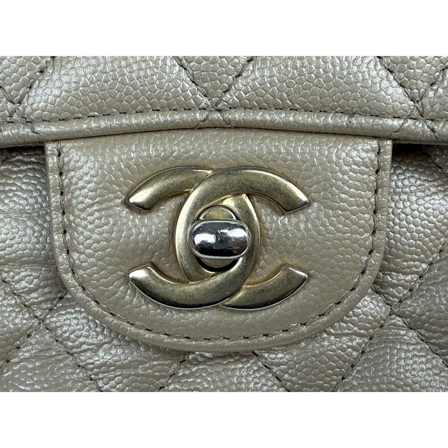 Chanel Timeless Classic Medium Double Flap Bag Beige Caviar Leather B-4