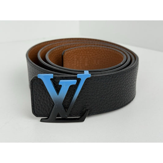 Louis Vuitton Black & Brown Belt Blue Buckle 100/40
