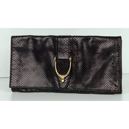 Gucci Soft Stirrup Clutch Bag in Dark Purple Python Leather K-3