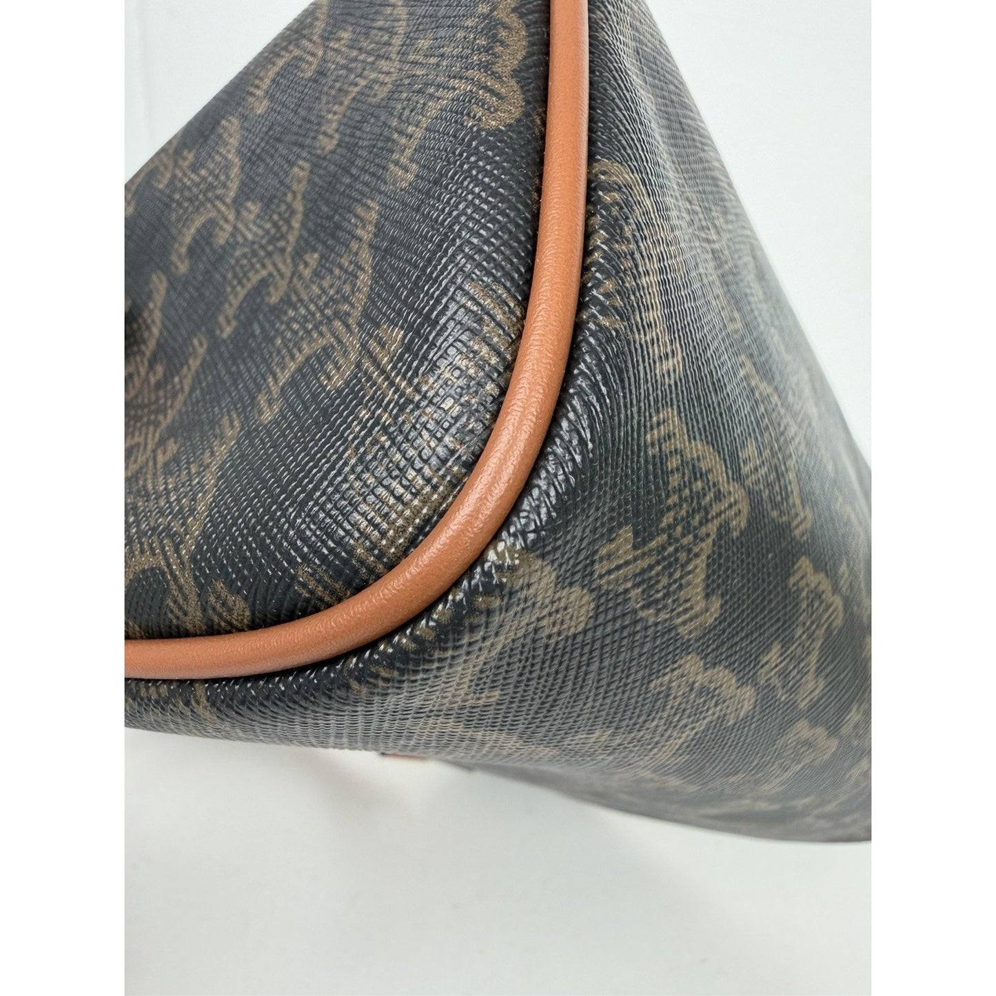 CELINE Small Boston Bag in Triomphe Canvas and Calfskin Leather E4