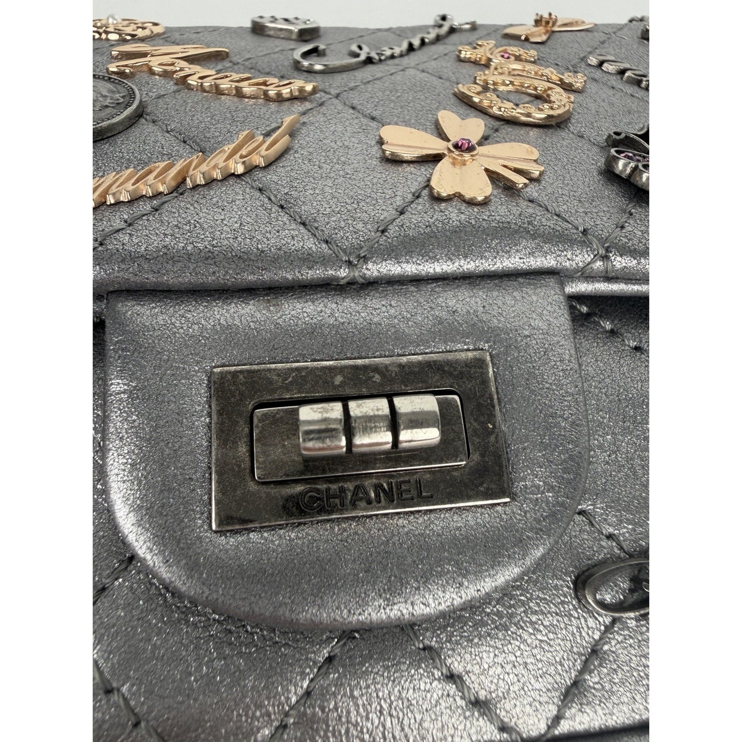 Chanel Lucky Charms 2.55 Reissue Double Flap Bag Metallic Silver 2006-2008 U3