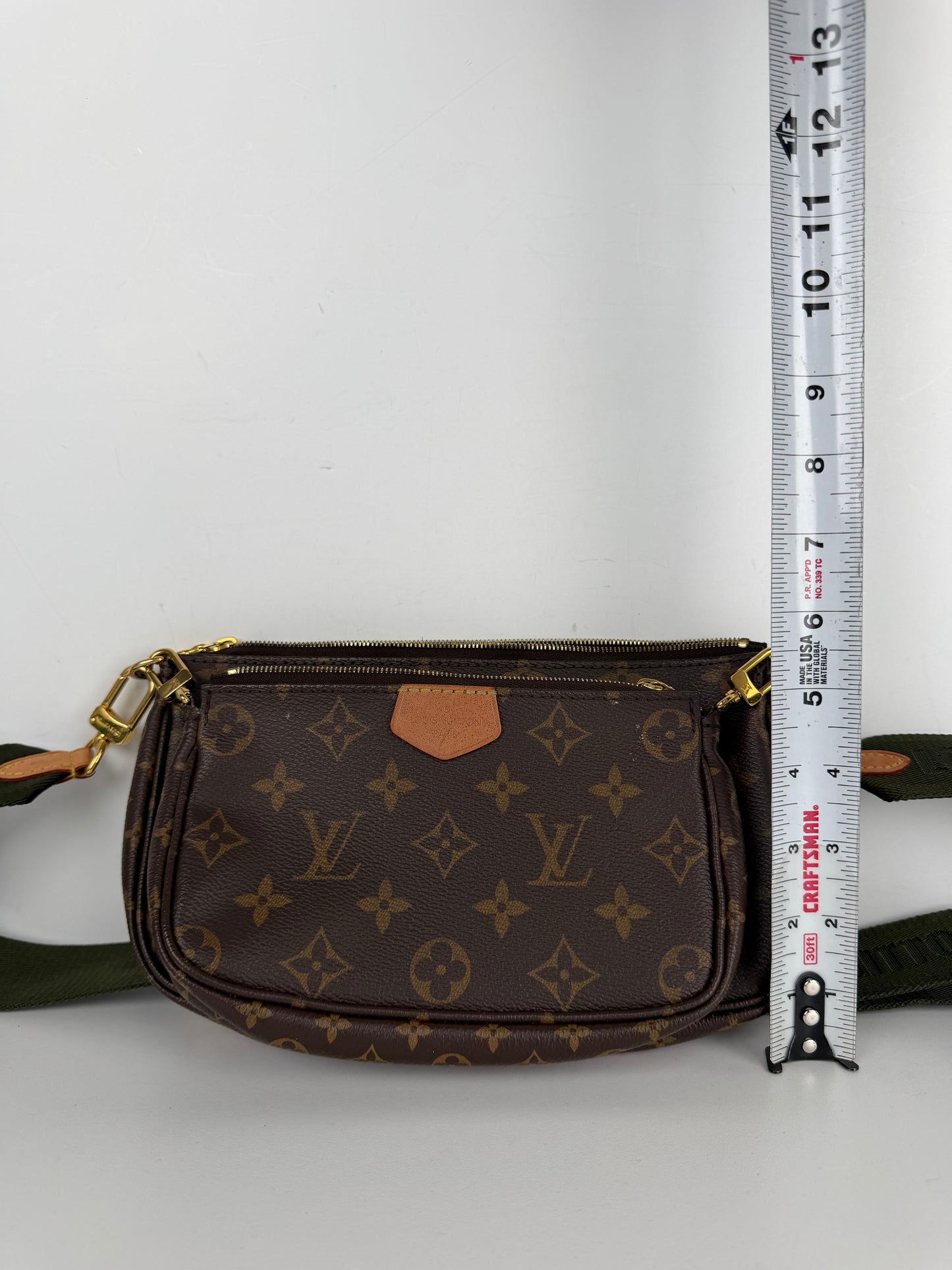 Louis Vuitton Multi Pochette Bag in Khaki & Brown LV Monogram Coated Canvas NFC C-9