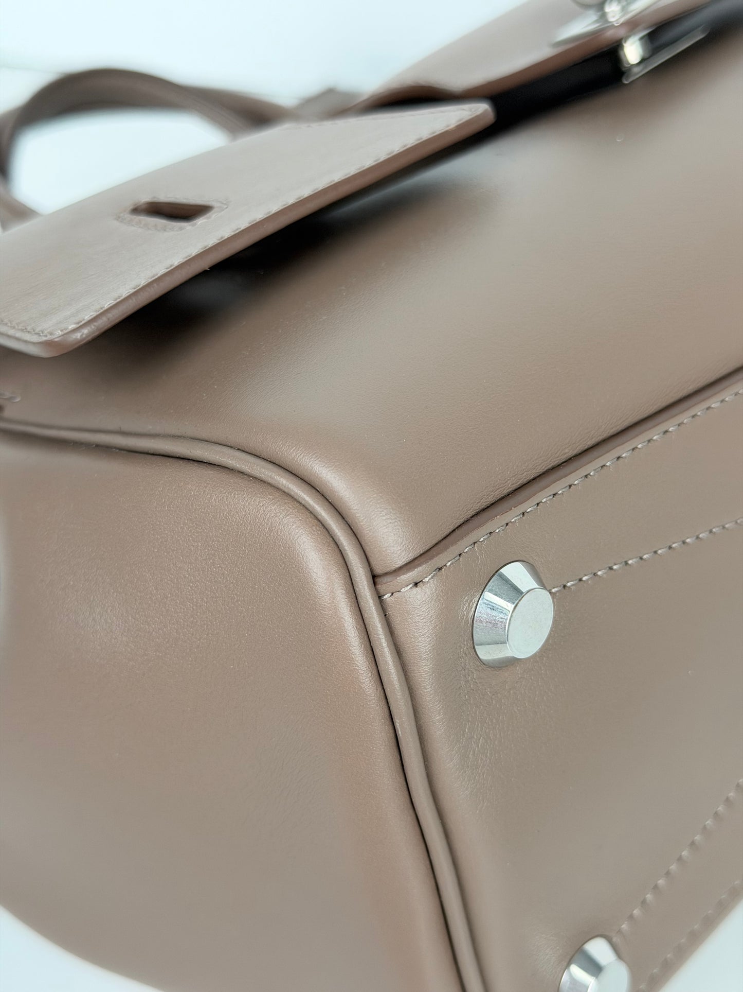 Balenciaga Smooth Calfskin Small Bel Air Carry All Bag in Dark Taupe B3