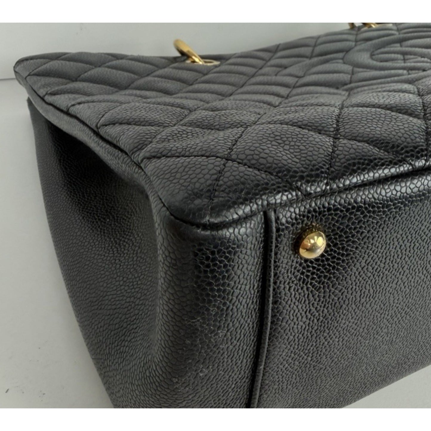 Chanel Grand Shopping Tote XL Bag in Black Quilted Caviar Leather 2013 D6