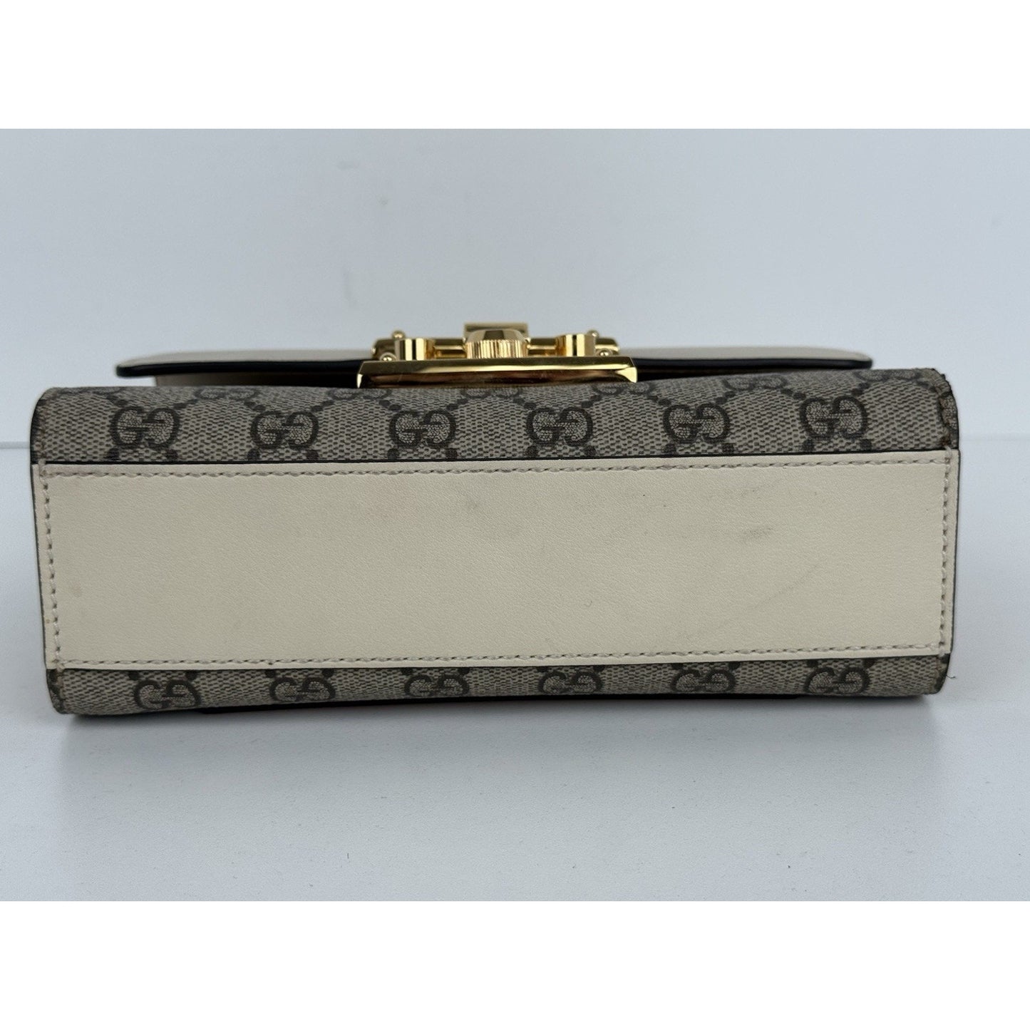 Gucci GG Supreme Monogram Small Padlock Shoulder Bag Beige with Gold Hardware