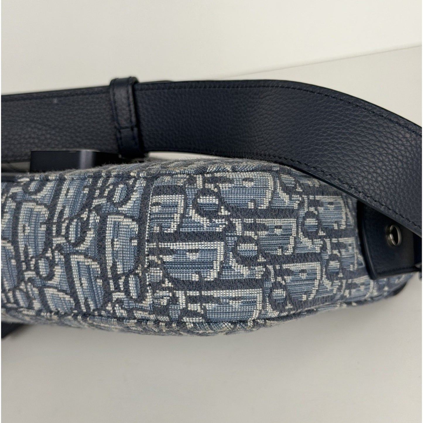 Dior Small Saddle Messenger Bag with Flap in Blue Dior Oblique Jacquard B1