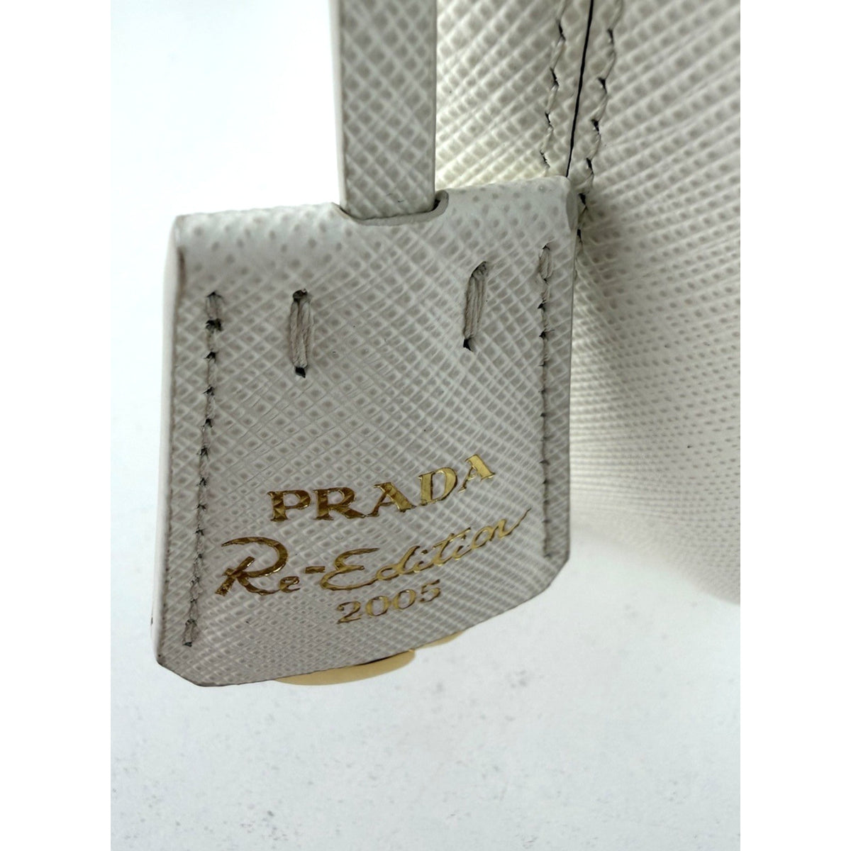Prada Re-Edition 2005 Shoulder Bag White Saffiano Leather with Gold Hardware E-3