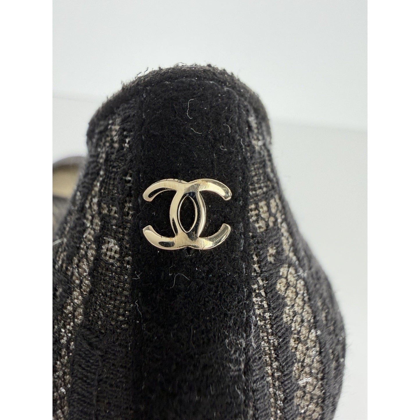 Chanel Black Lace and Mesh Pumps with Suede Heels Size 40