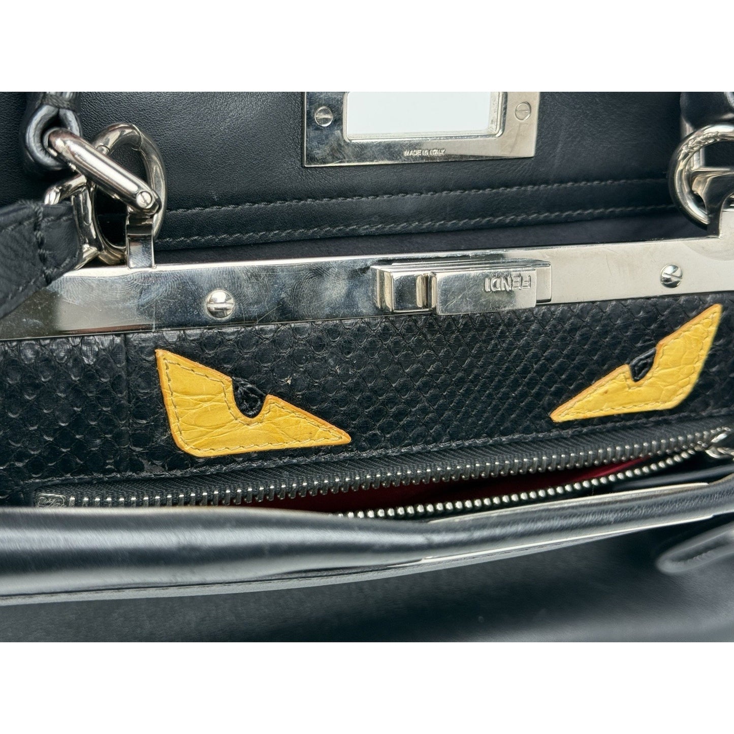Fendi Peekaboo Large Black Leather Top Handle Women's Bag