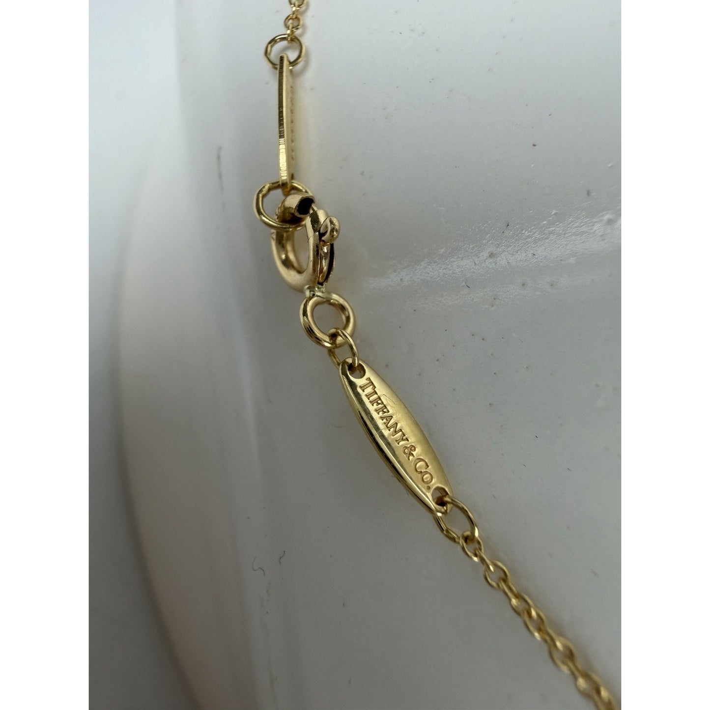 Tiffany & Co. Elsa Peretti 18k Yellow Gold & Diamond Pendant Necklace 16 In