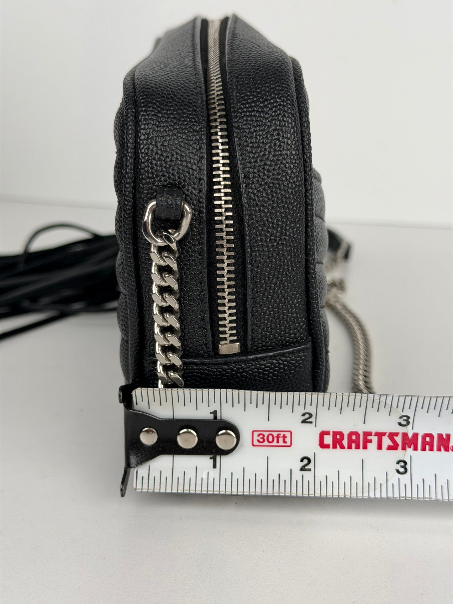Saint Laurent Lou Camera Bag Mini in Black Quilted Grain De Poudre Leather YS-10